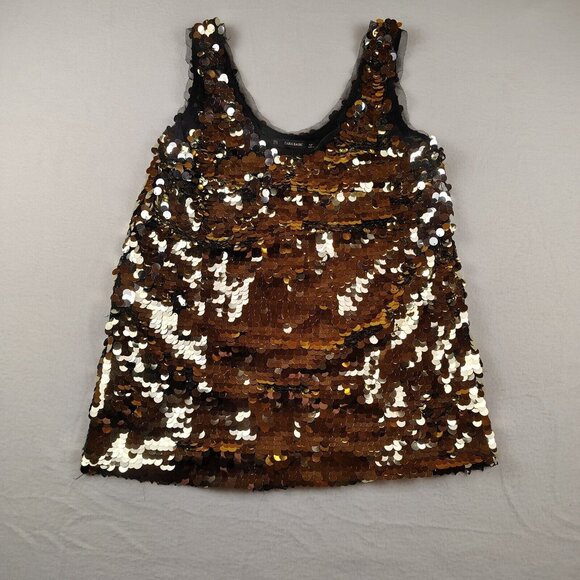 Zara Basic Gold Silver Sequin Tank Top Womens Medium - Picture 1 of 9